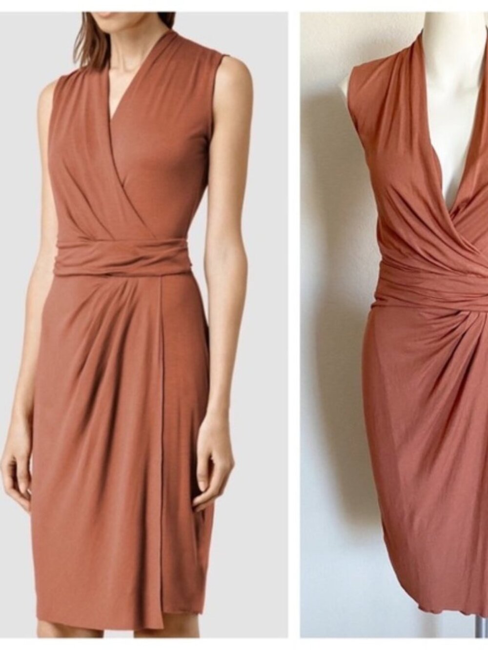 ALL SAINTS 6 Tumeric Viscose Novi Wrap Dress